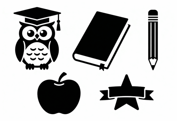 Cute School Icons Bundle SVG