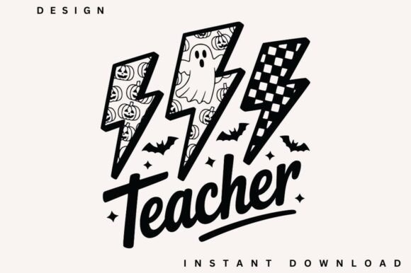 Halloween Teacher Lightning Bolts SVG