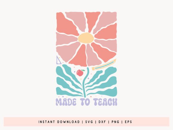 Hand Drawn Teacher Boho Floral SVG for Crafts and Graphics