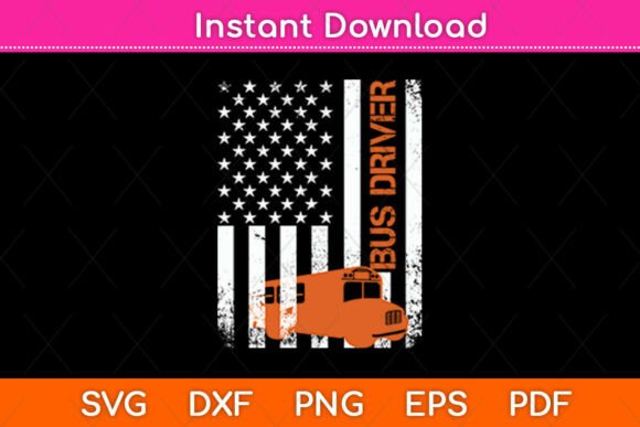 Patriotic Bus Driver USA American Flag Graphics