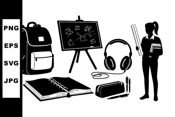 School Supplies Silhouette SVG: Graphics and Crafts