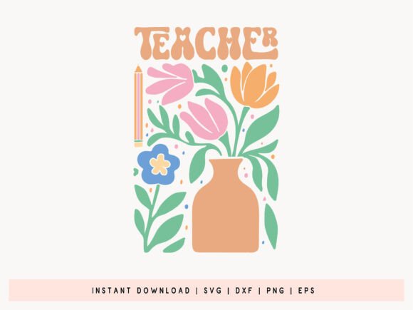 Teacher Boho Floral SVG Cutting File