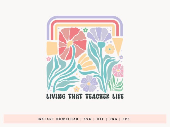 Teacher Boho Flower SVG Vector for Graphics and Crafts