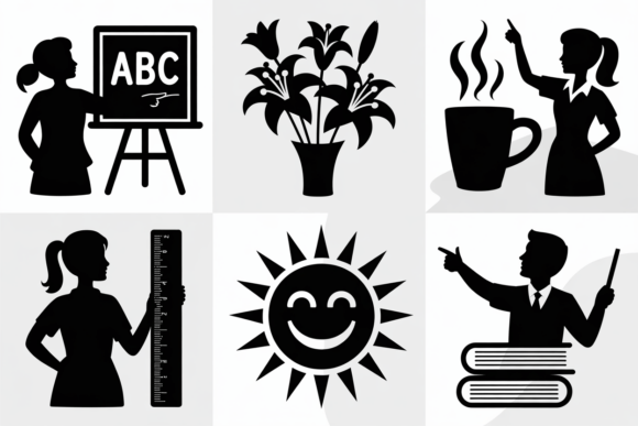 Teacher Icons Silhouette SVG for Crafts and Graphics