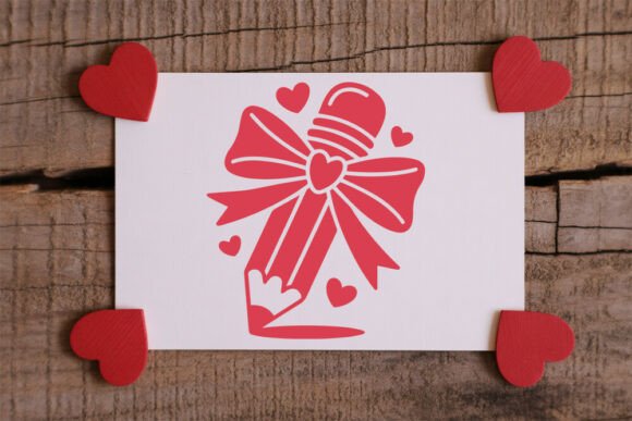 Teacher Pencil Bow SVG Valentine