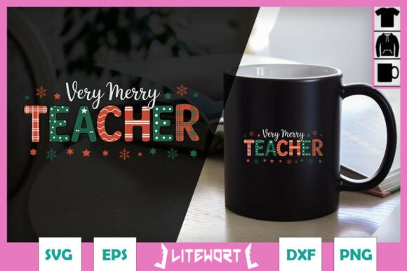 Very Merry Teacher Coquette Xmas SVG Graphics & Crafts